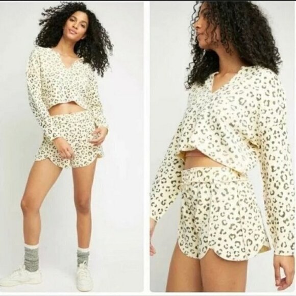 NWT Intimately Free People Rain Check Lounge Set Banana Split Sz M Leopa… - Picture 3 of 8